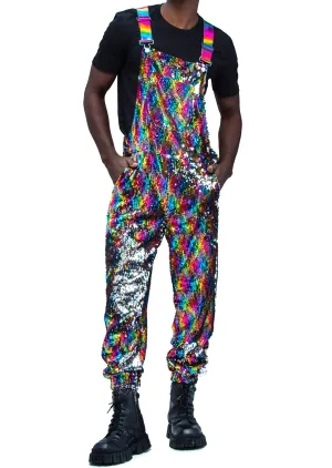 Rainbow Road Men's Jogger Sequin Overalls