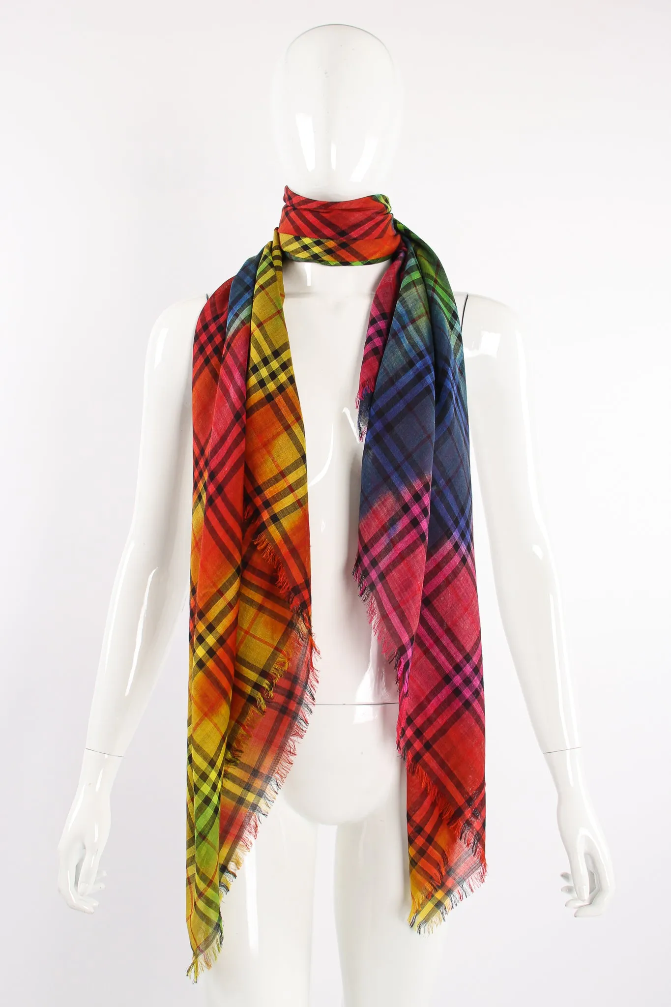 Rainbow Tie Dye Plaid Scarf