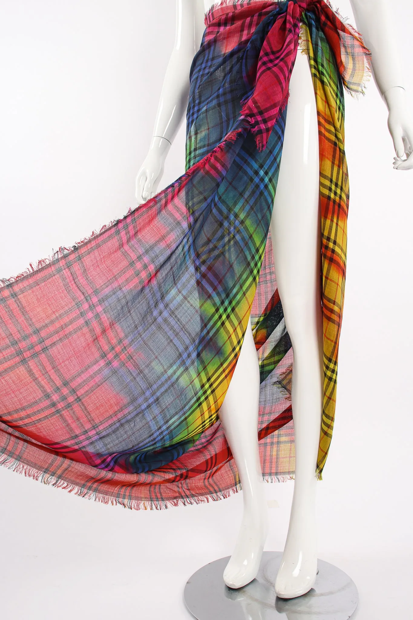 Rainbow Tie Dye Plaid Scarf