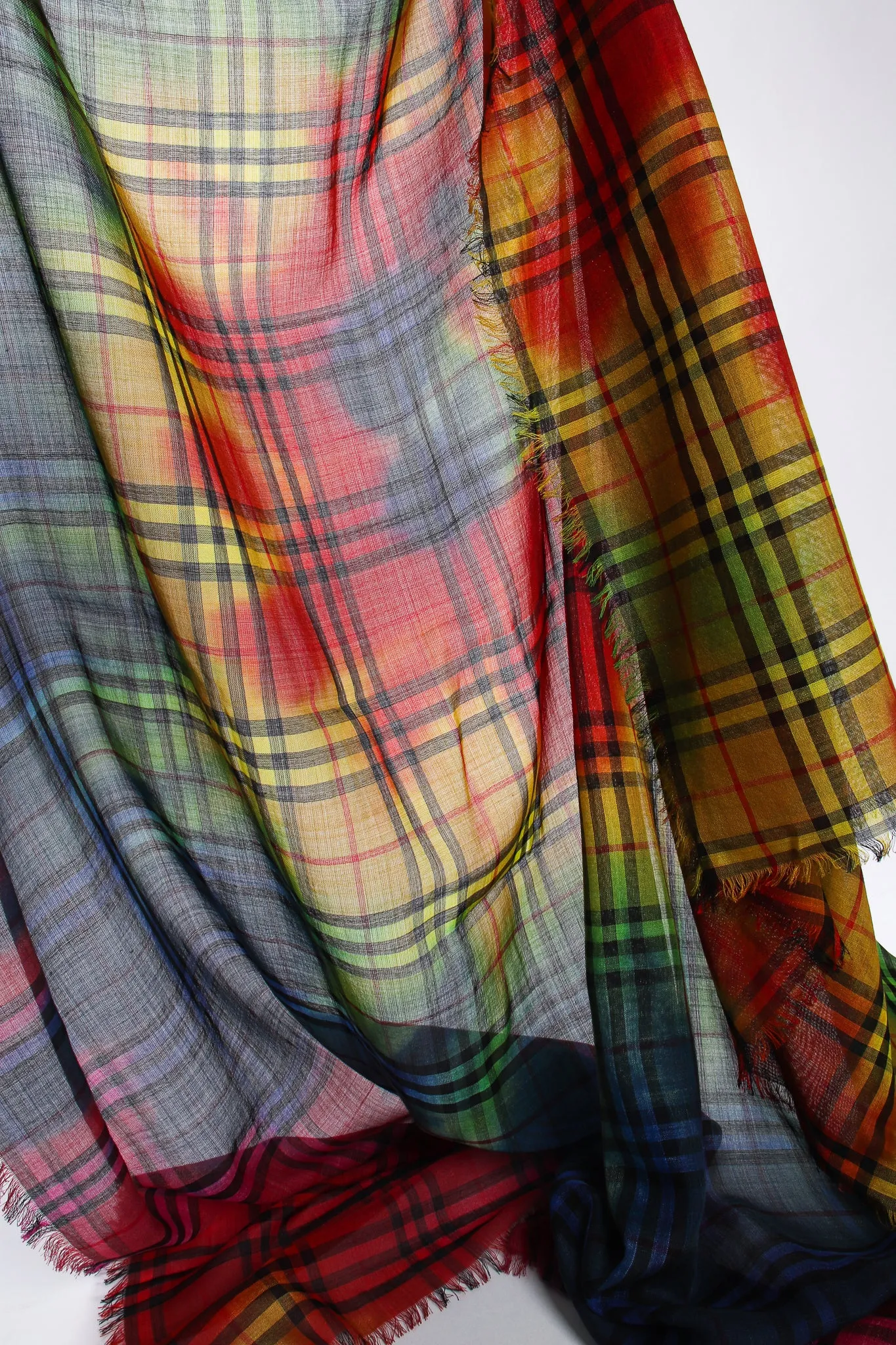 Rainbow Tie Dye Plaid Scarf