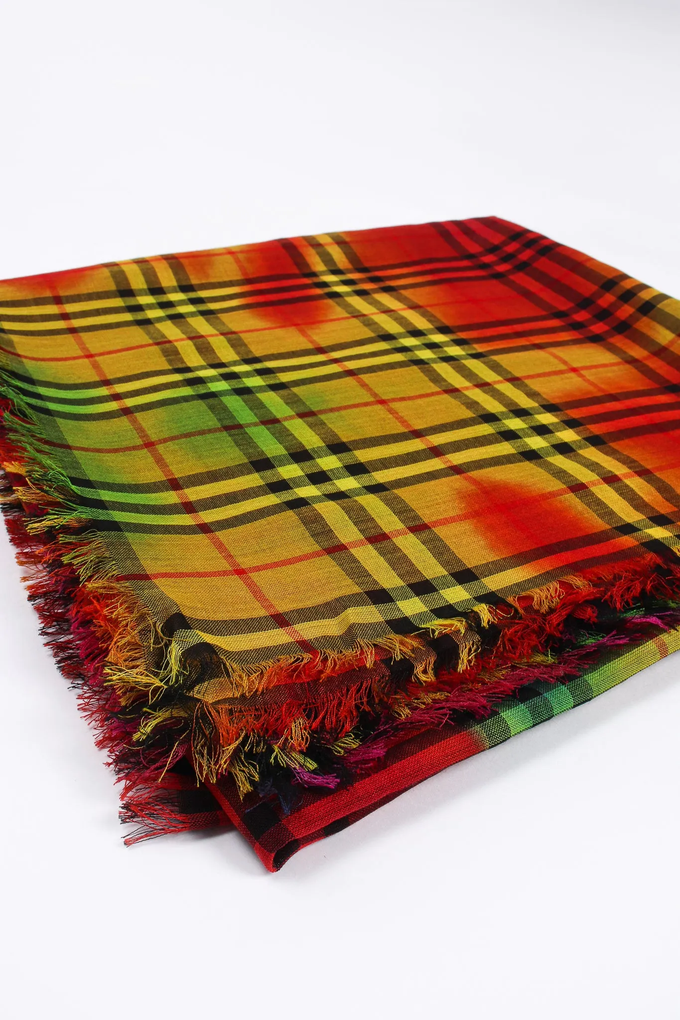 Rainbow Tie Dye Plaid Scarf