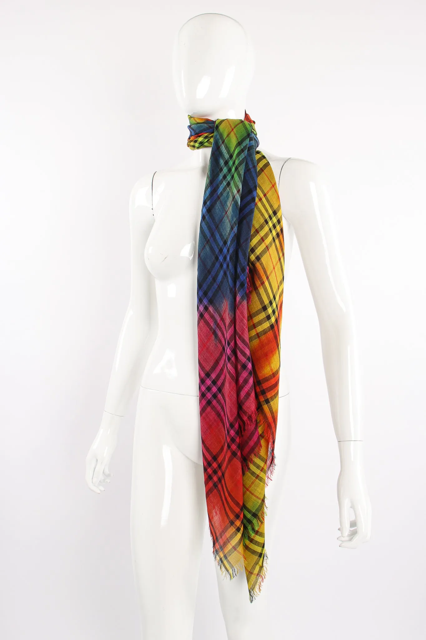 Rainbow Tie Dye Plaid Scarf