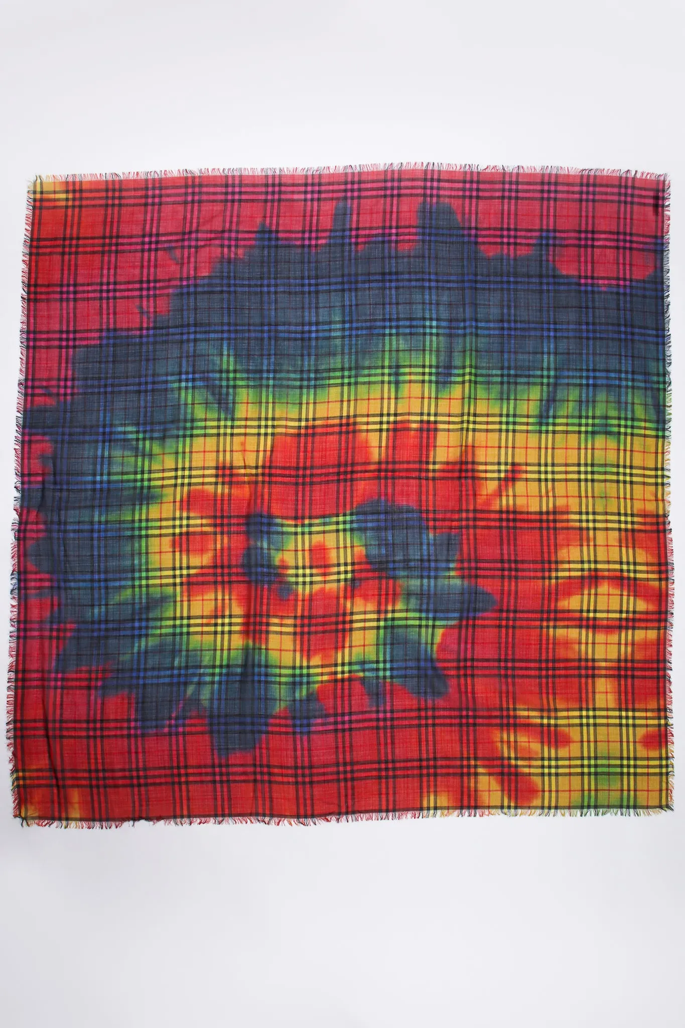 Rainbow Tie Dye Plaid Scarf