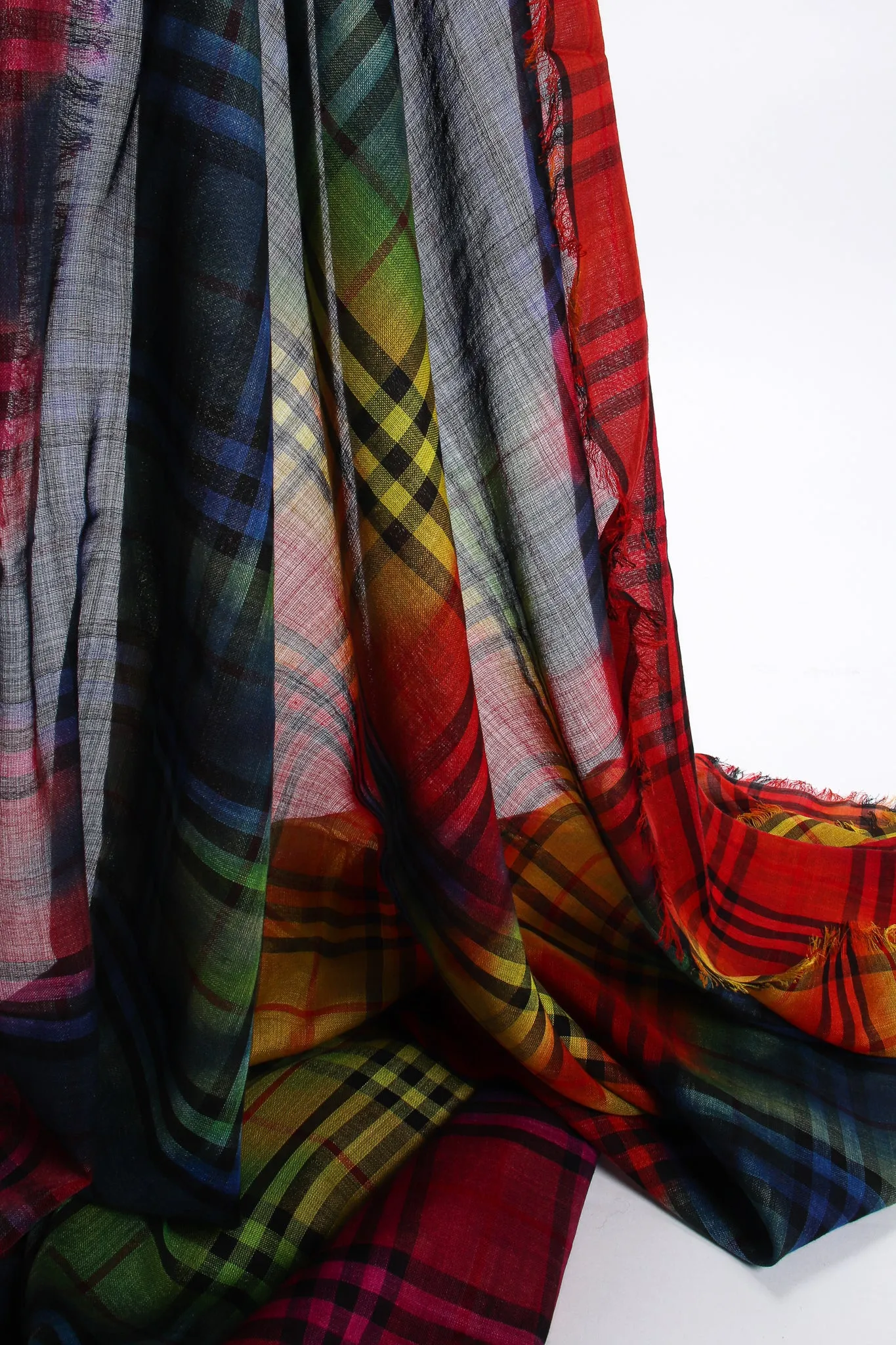 Rainbow Tie Dye Plaid Scarf