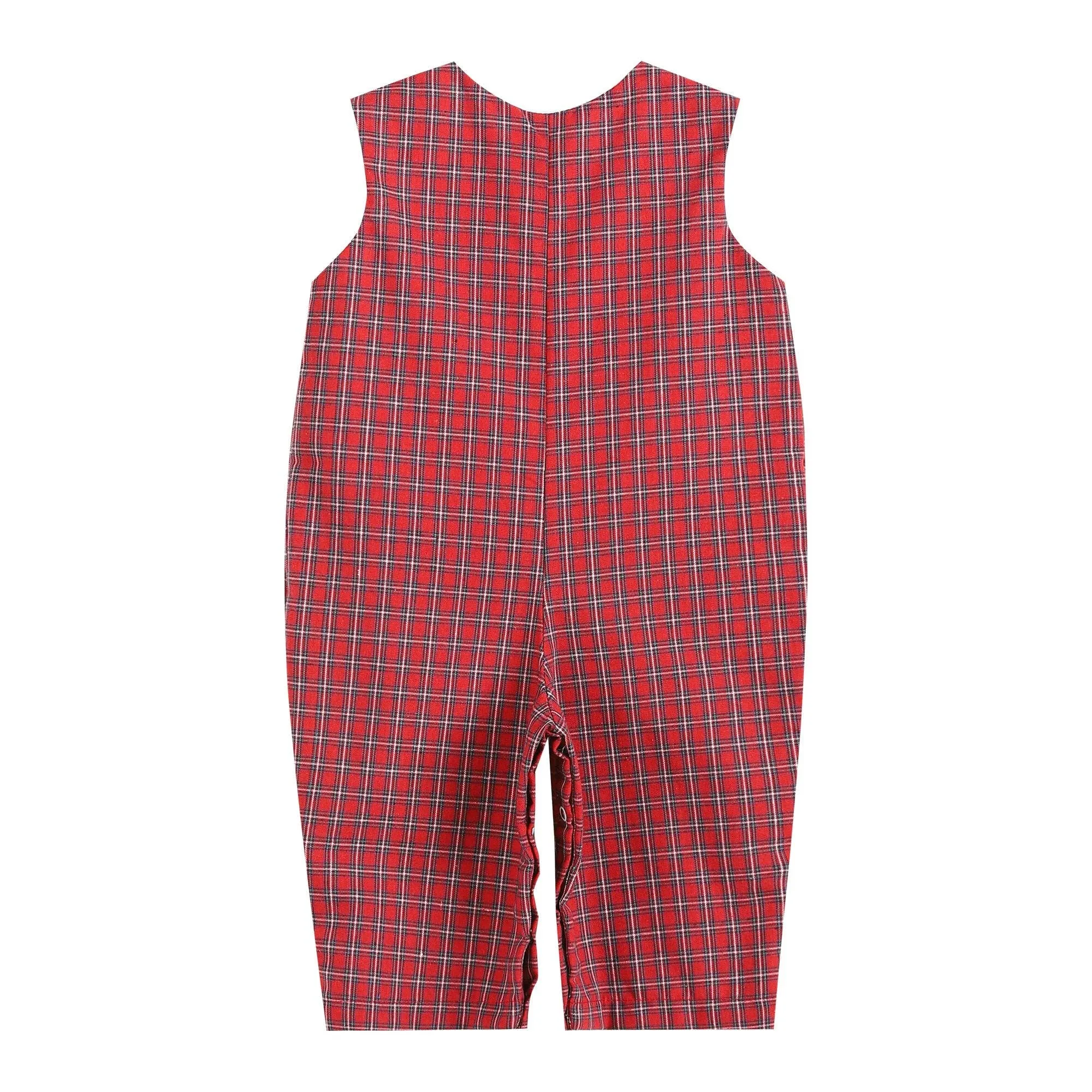 Red Plaid Fuzzy Santa Overalls