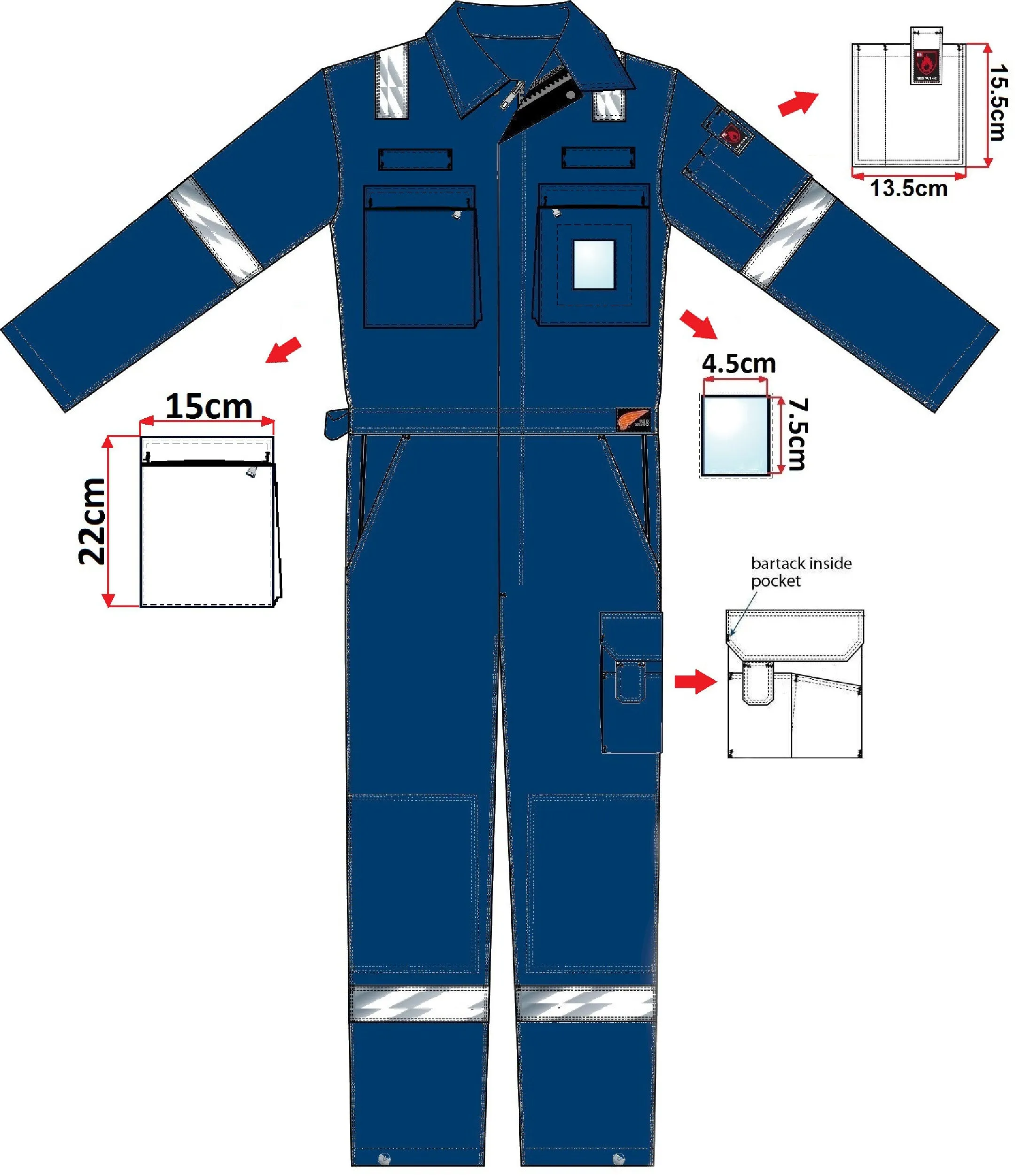 Redwing 76749 Flame Retardant Antistatic EPD Pouch Ladies FR Coverall - Royal Blue
