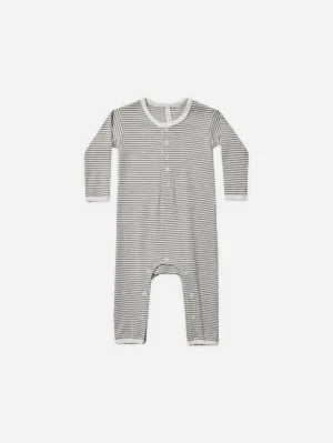 Ribbed Baby Jumpsuit || Lagoon Micro Stripe