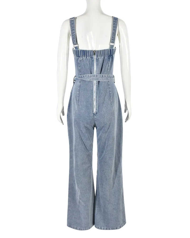 Ripped Denim Overalls