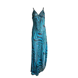 Roberto Cavalli Blue Zebra Sheer Dress