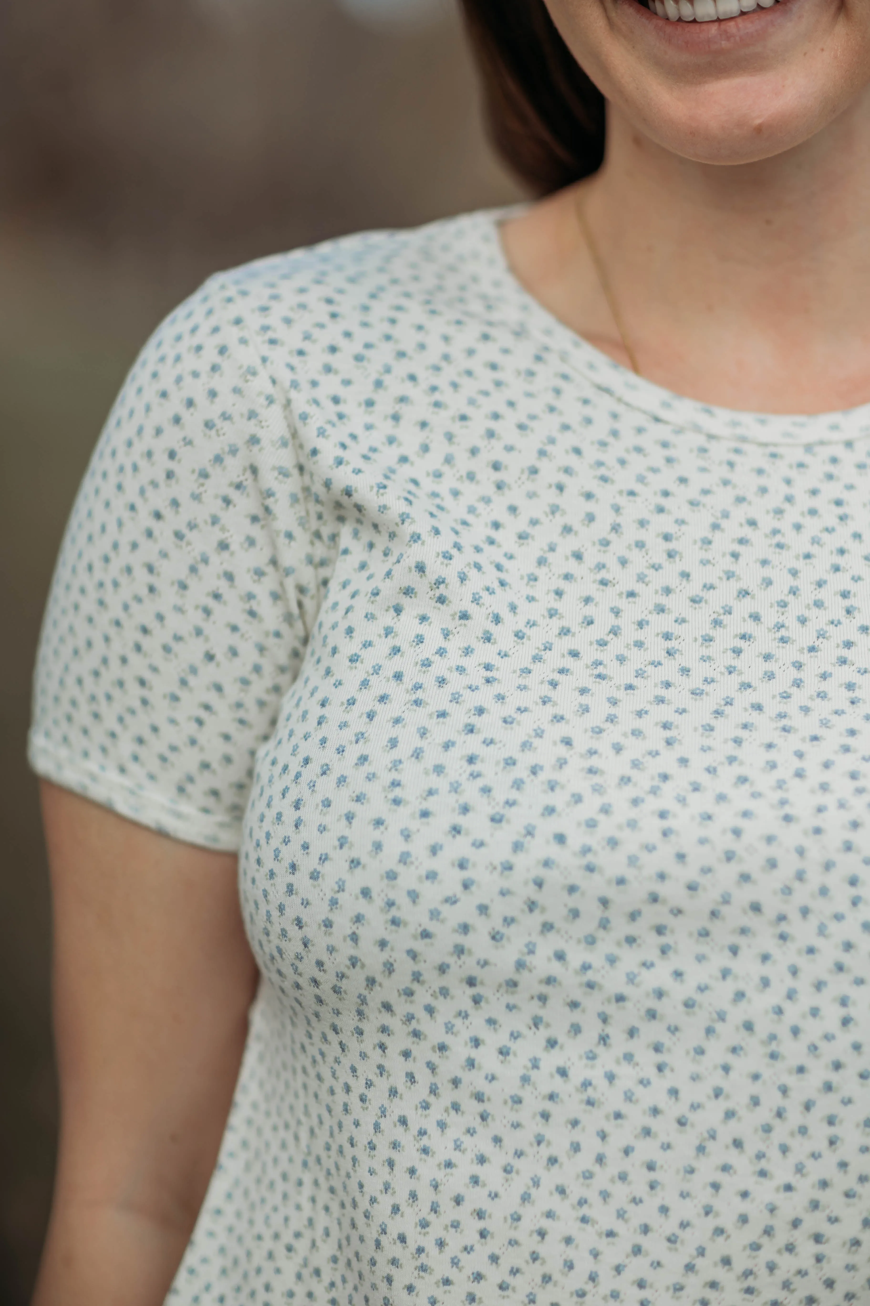 Rue top--blue floral
