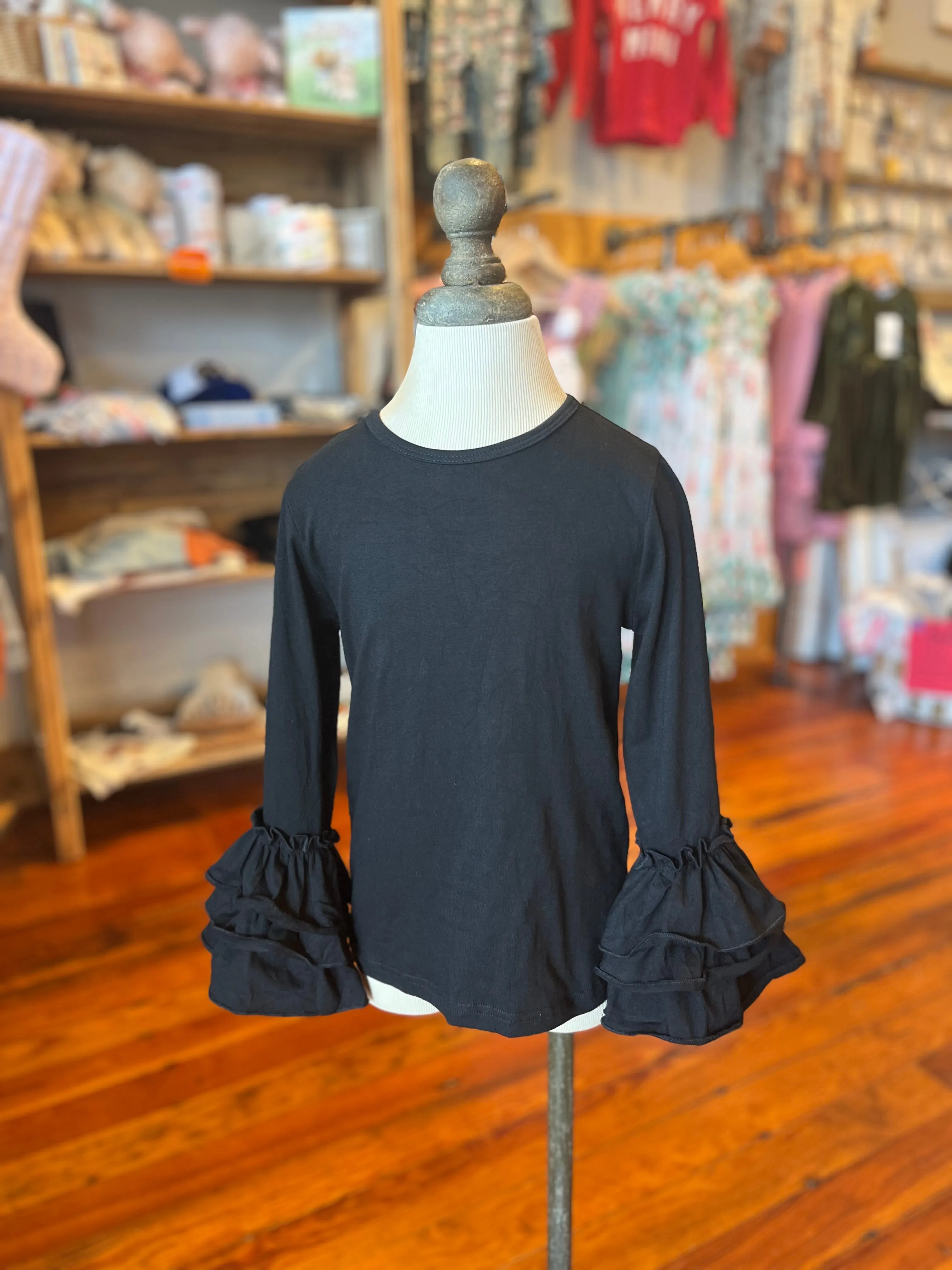 Ruffle Sleeve Black Basic