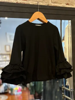 Ruffle Sleeve Black Basic