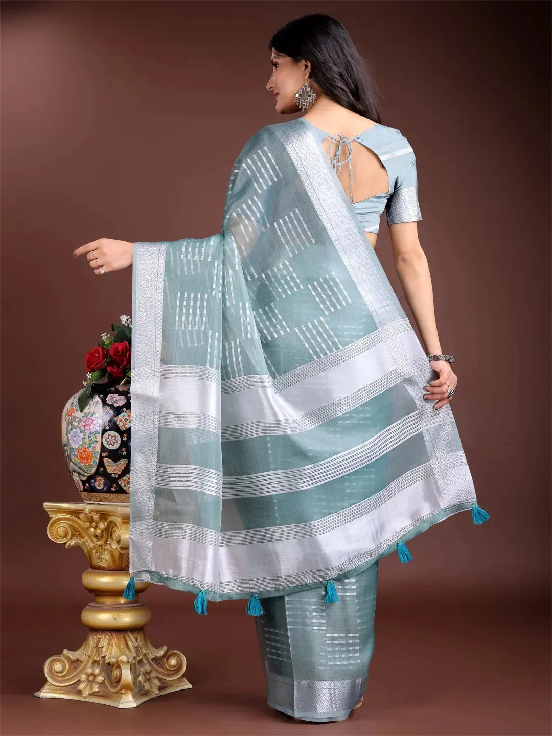 Sea Green Organza Saree