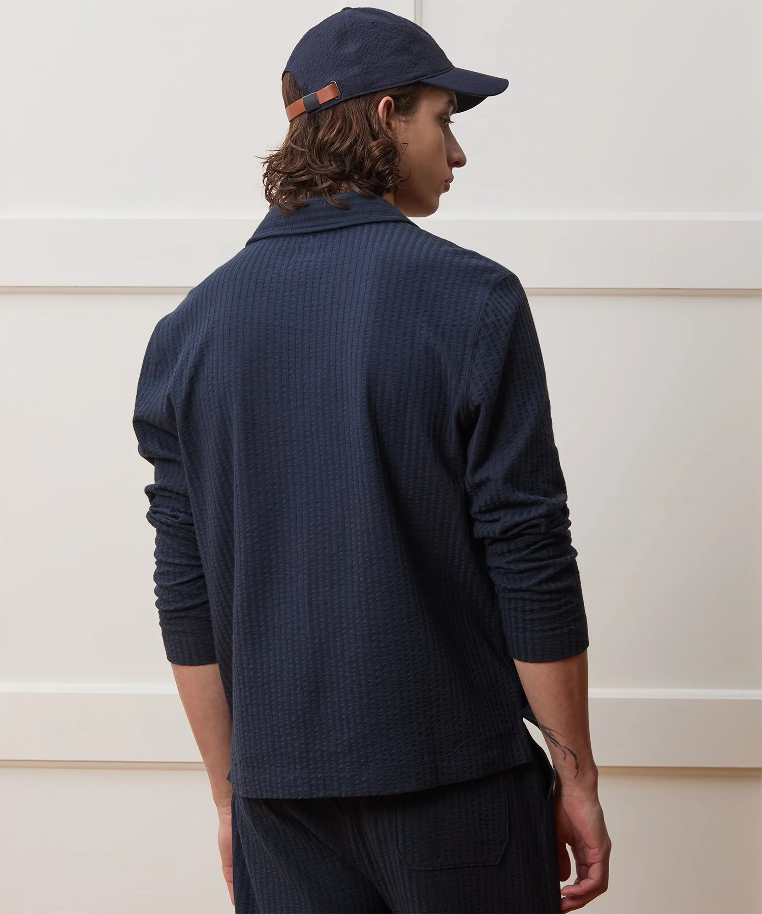 Seersucker Pant Set in Navy
