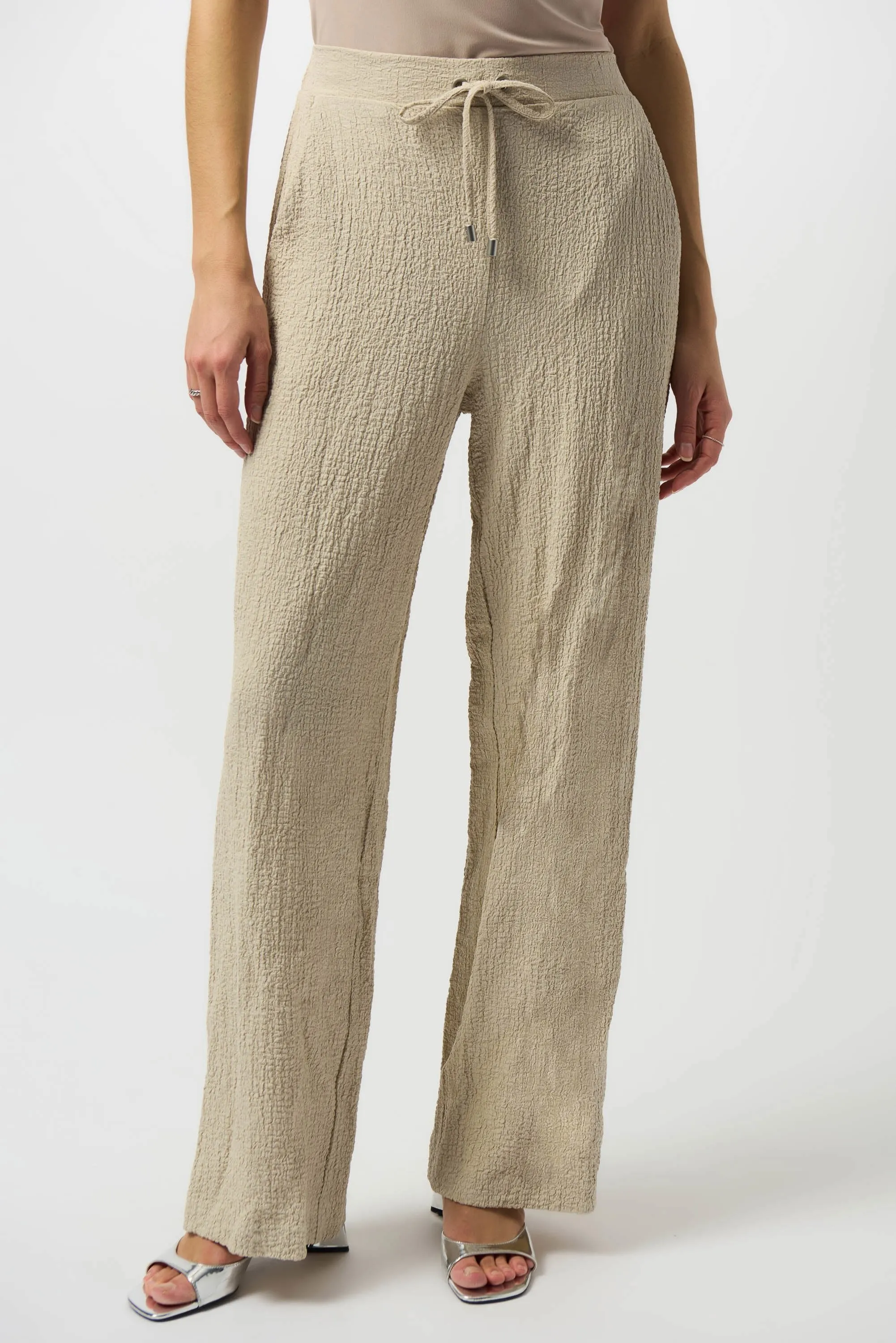 Seersucker Wide Leg Pull-On Pants