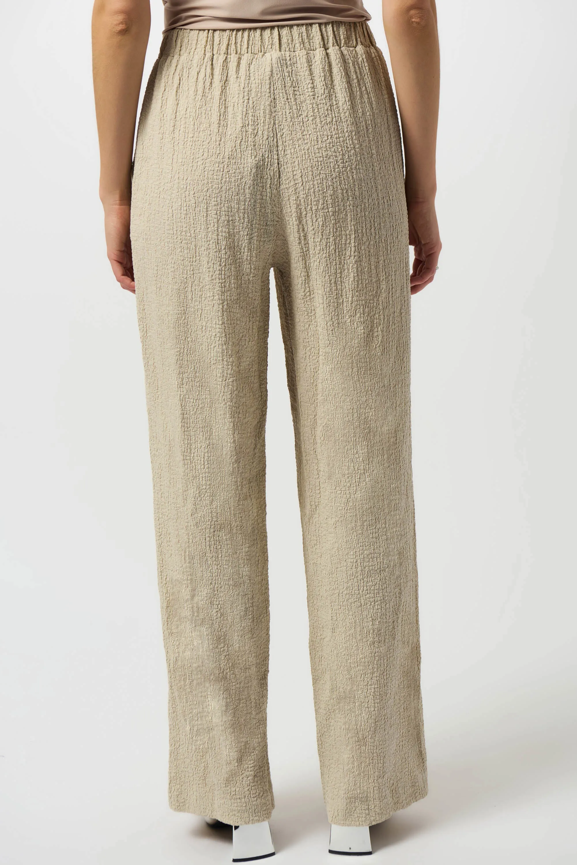 Seersucker Wide Leg Pull-On Pants