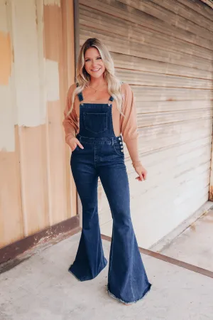Selena Flare Denim Jumpsuit - Dark Wash