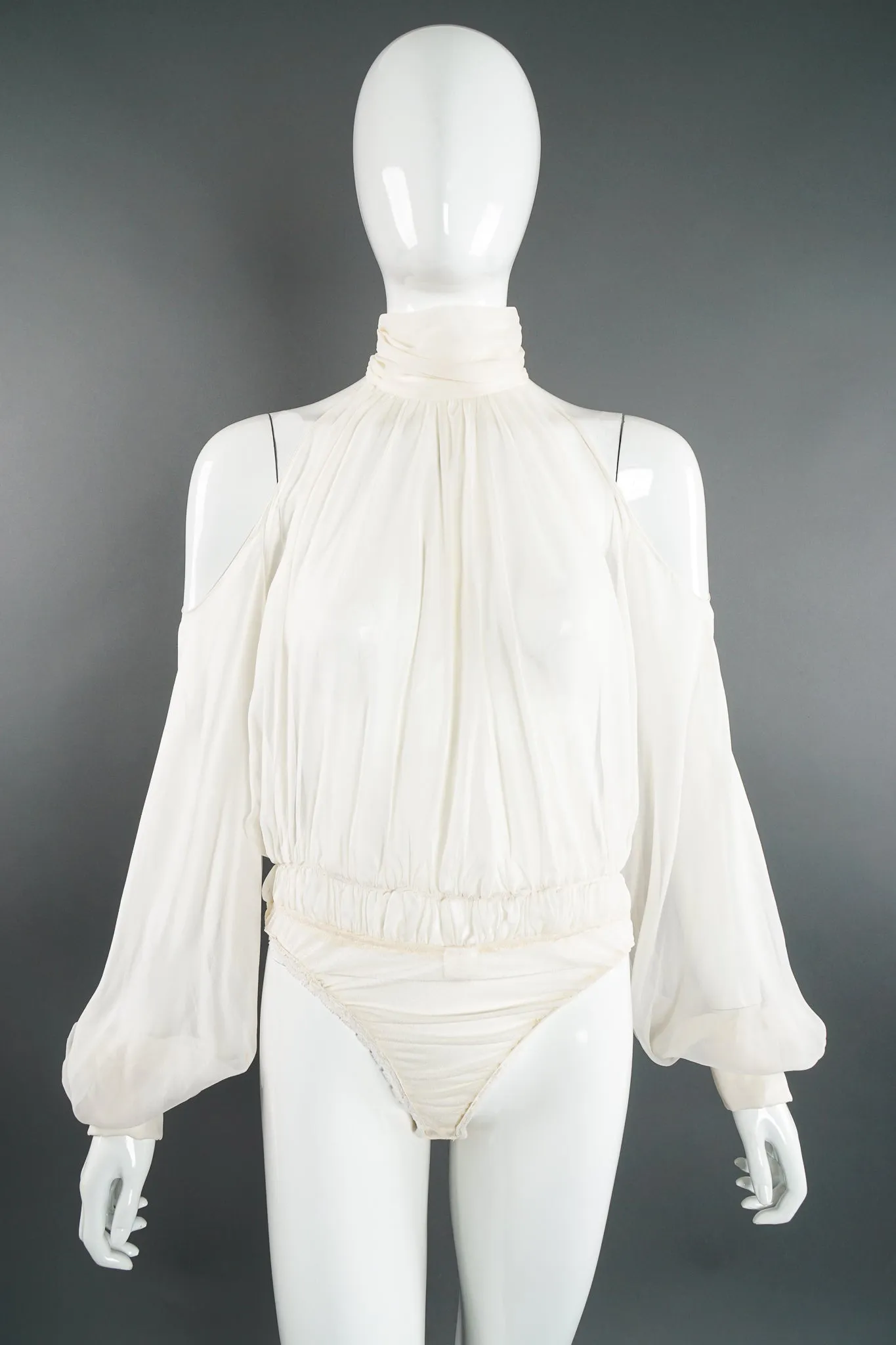 Sheer Balloon Sleeve Bodysuit