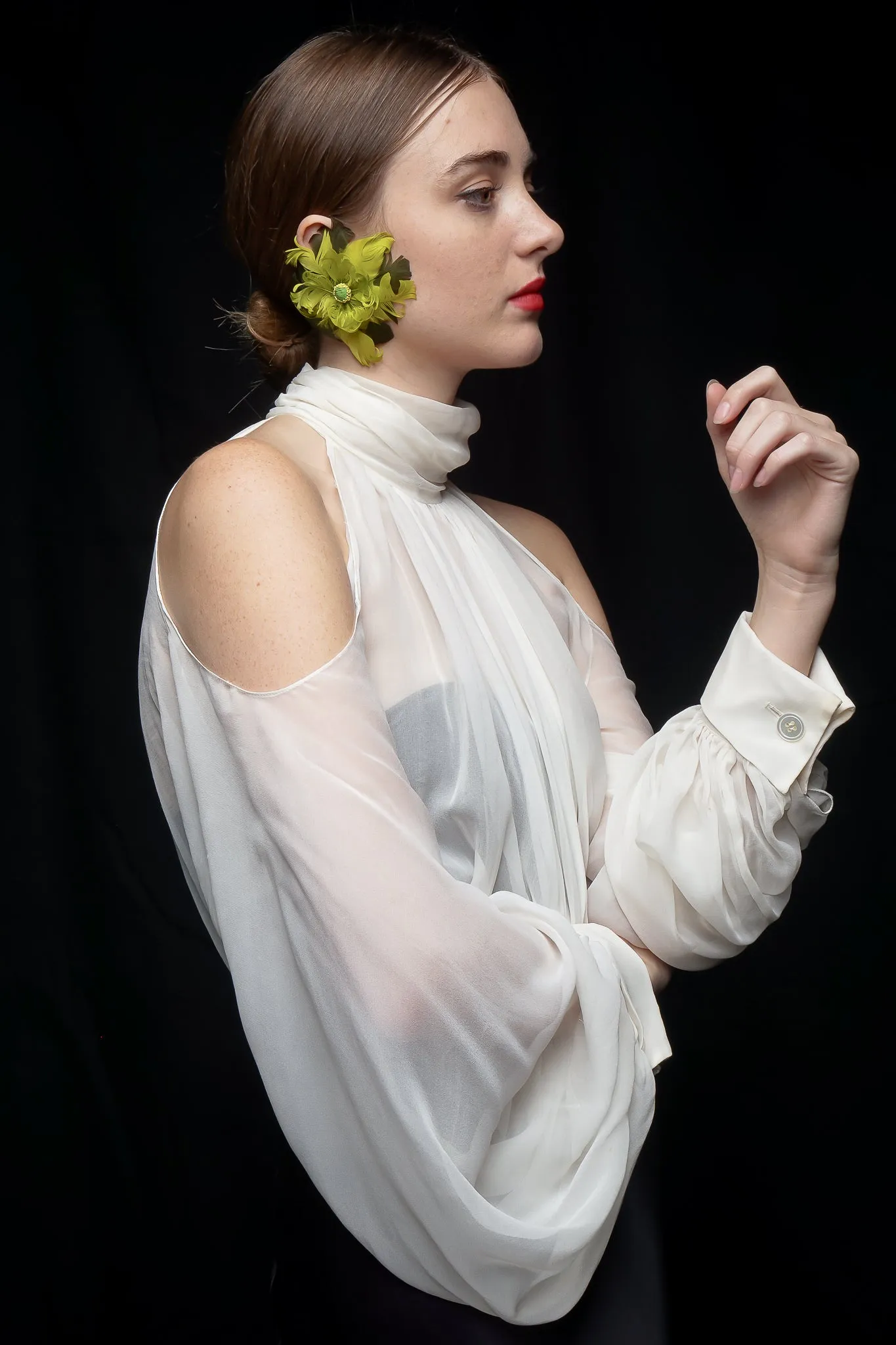 Sheer Balloon Sleeve Bodysuit