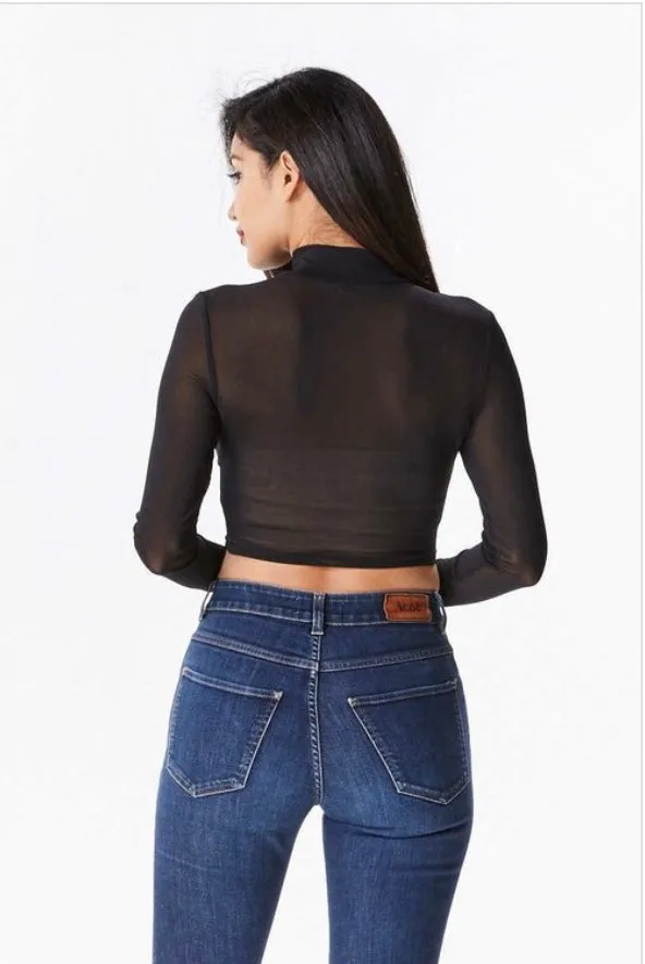 Sheer crop top-black