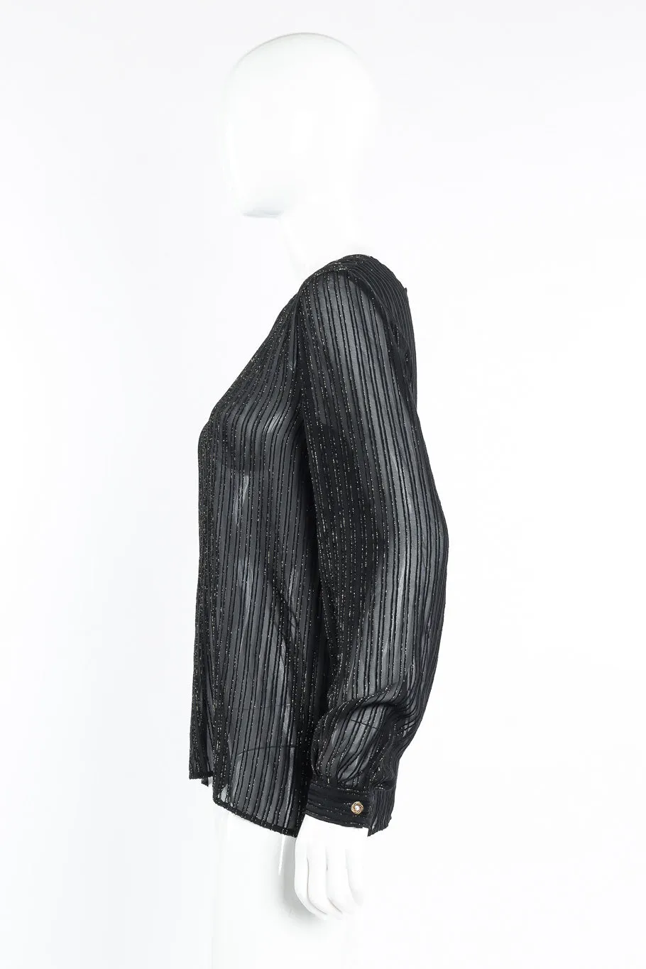 Sheer Lamé Striped Blouse