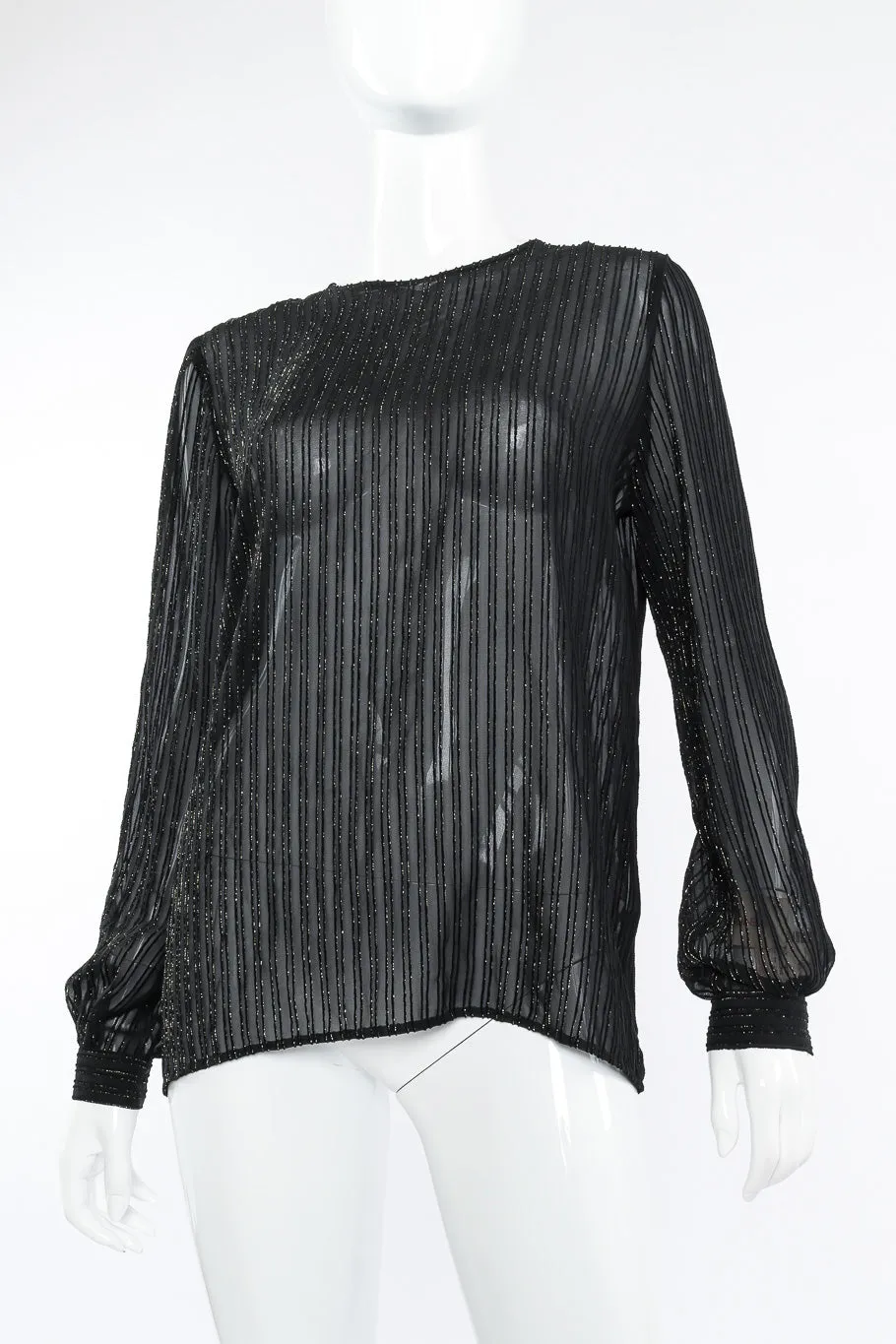 Sheer Lamé Striped Blouse