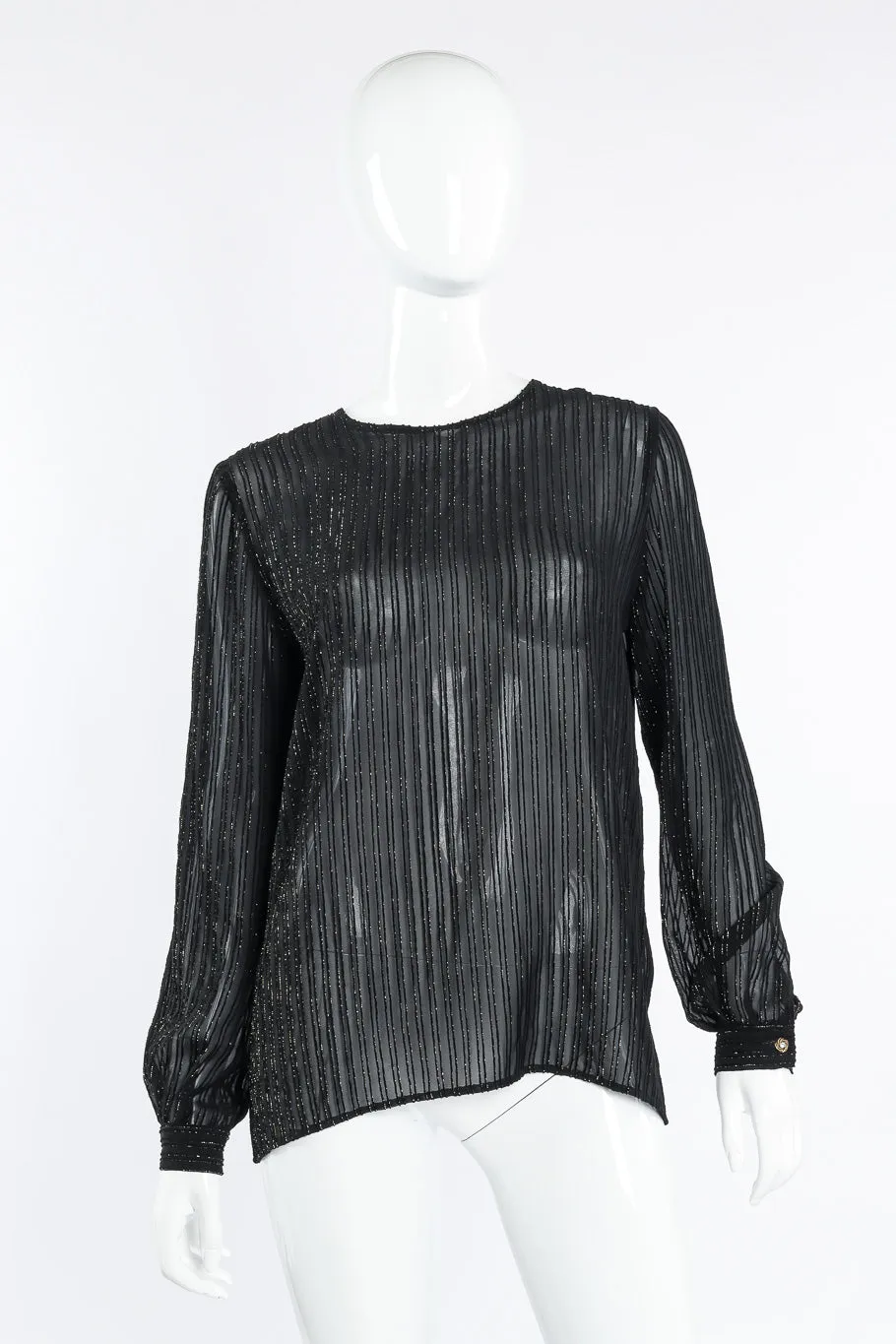 Sheer Lamé Striped Blouse