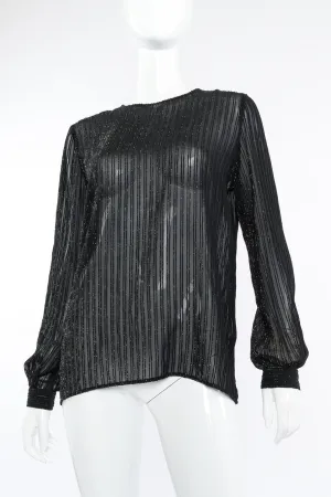 Sheer Lamé Striped Blouse