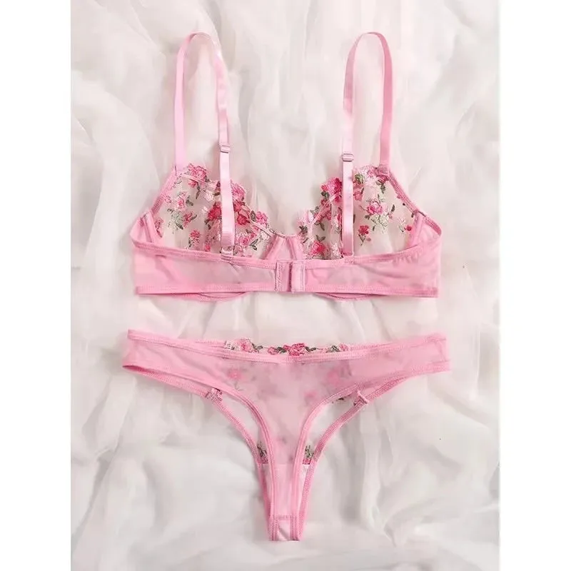 Sheer Mesh Bra Set