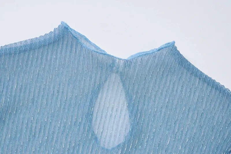 Sheer Mesh Long Sleeve Turtleneck Crop Tops