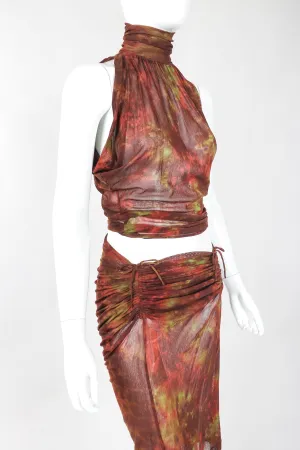 Sheer Mesh Sleeveless Turtleneck & Skirt Set