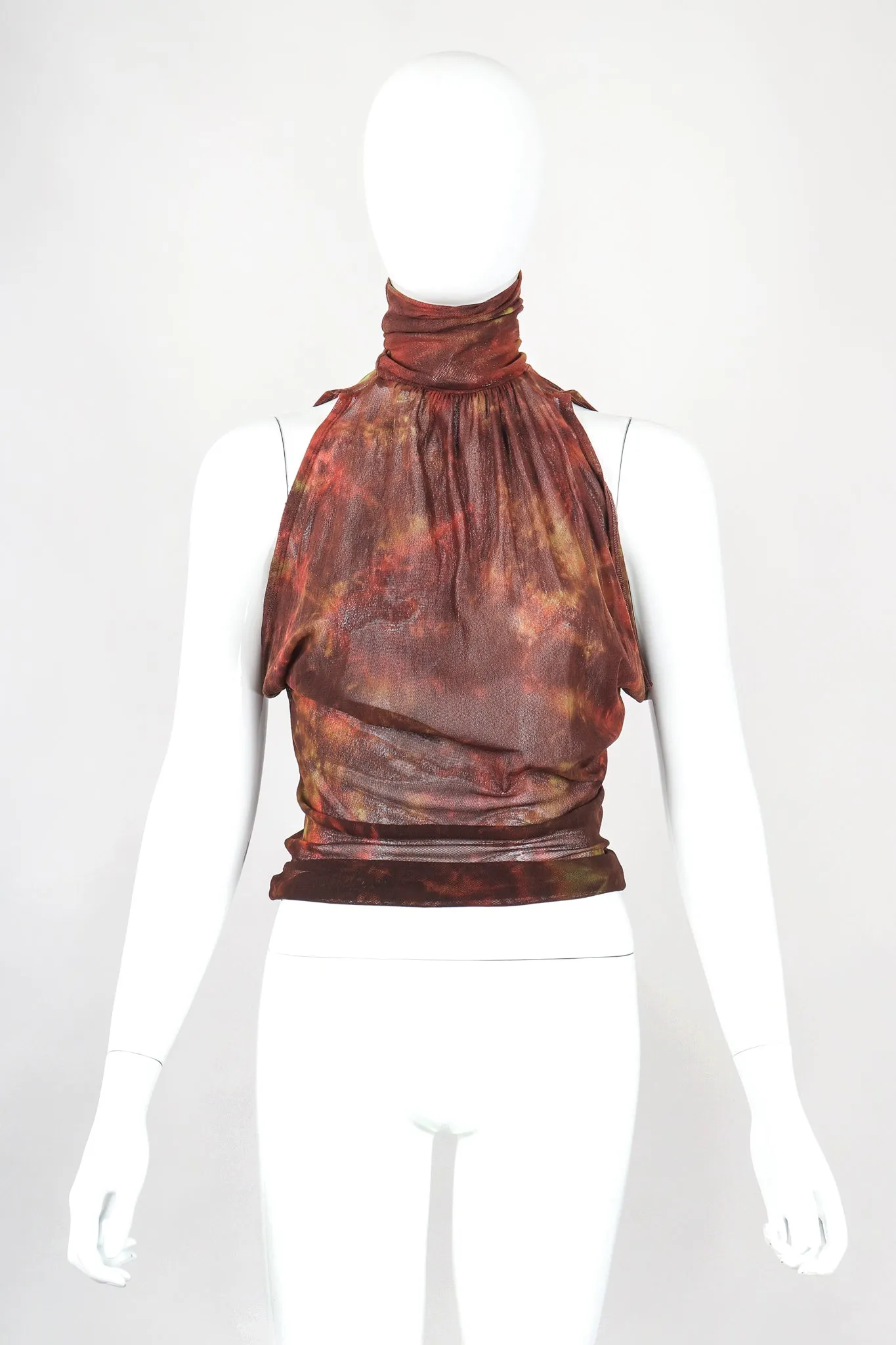 Sheer Mesh Sleeveless Turtleneck & Skirt Set