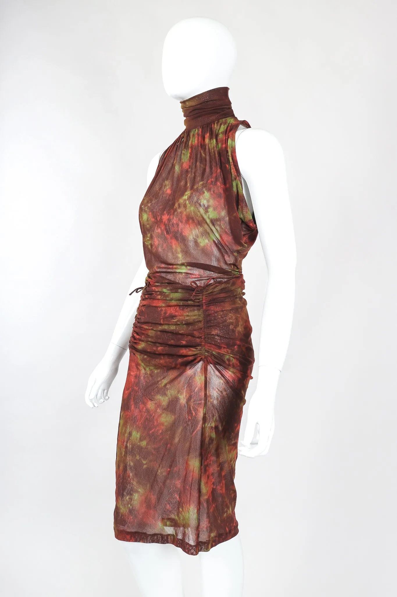 Sheer Mesh Sleeveless Turtleneck & Skirt Set