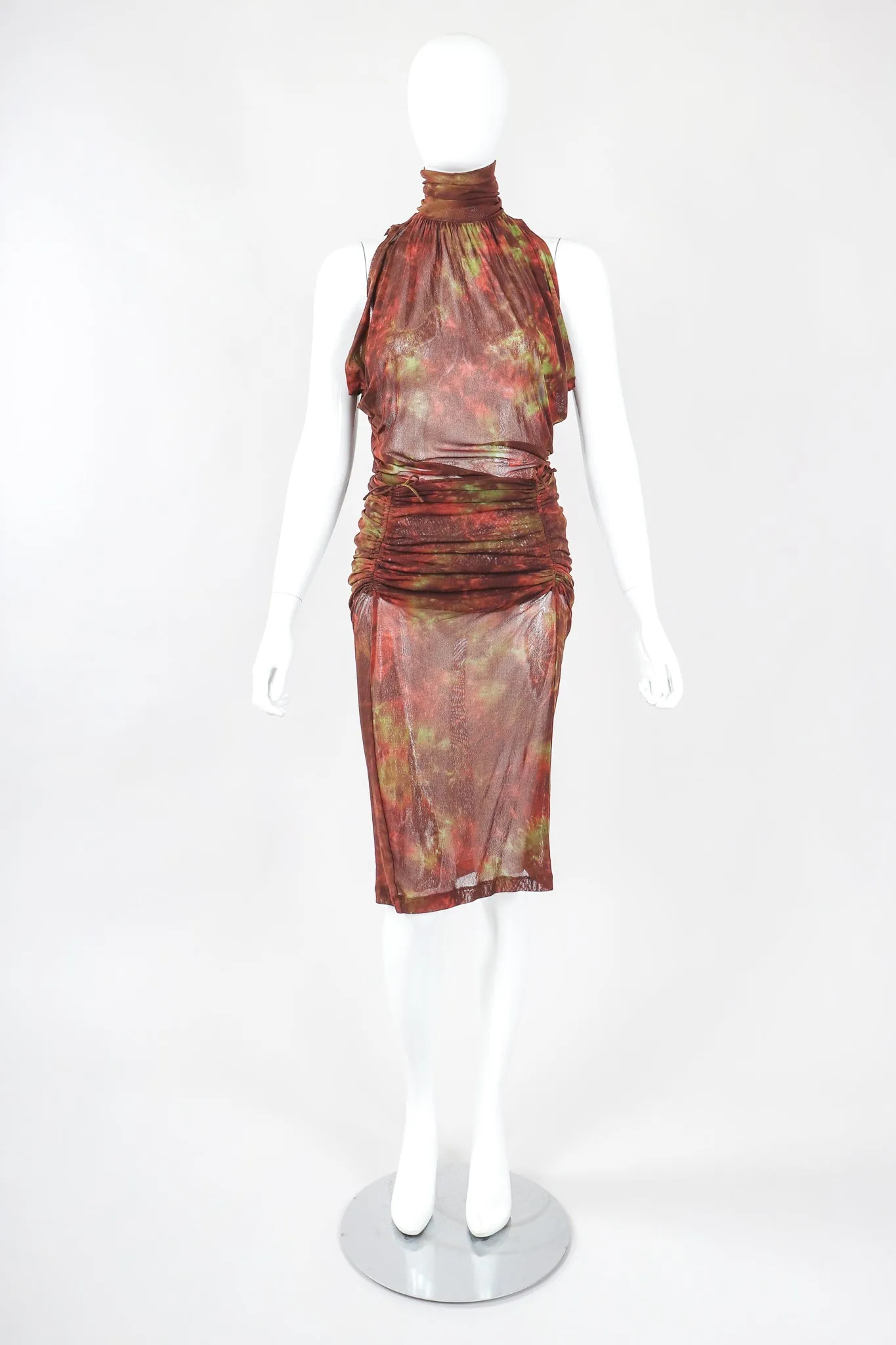 Sheer Mesh Sleeveless Turtleneck & Skirt Set