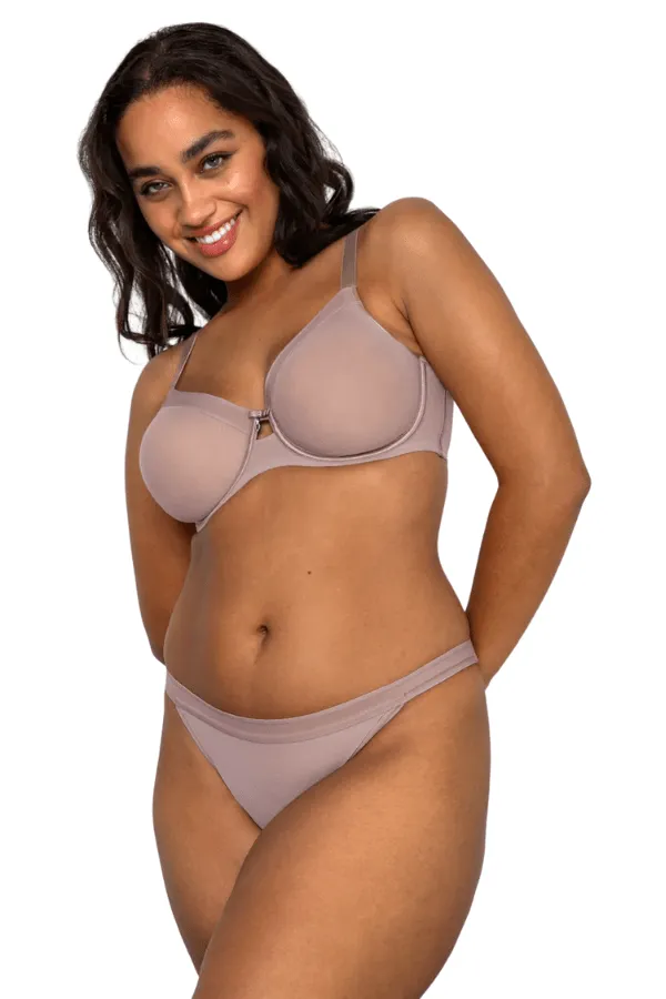Sheer Mesh String Bikini - Bark