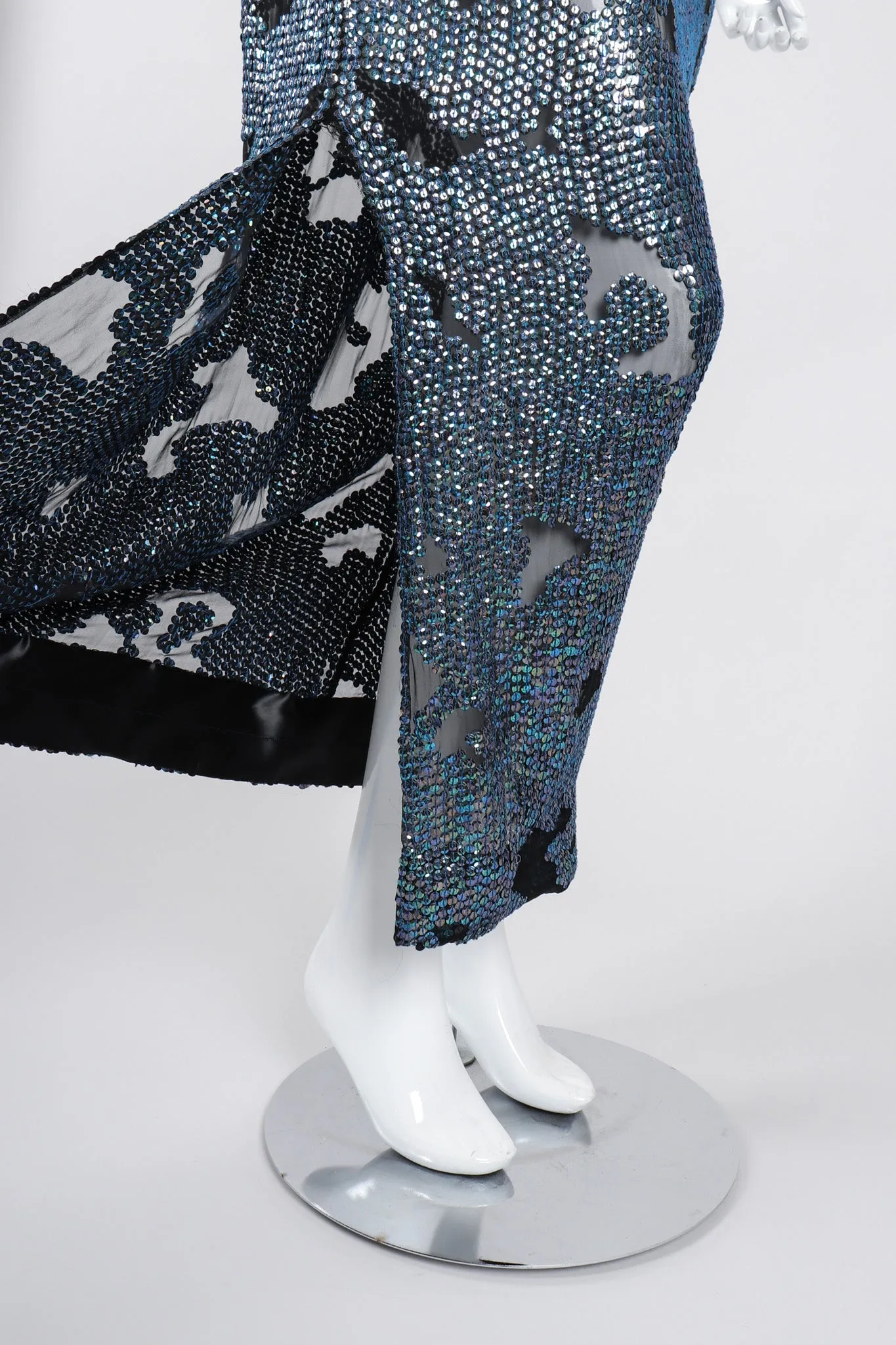 Sheer Sequined Shift Gown