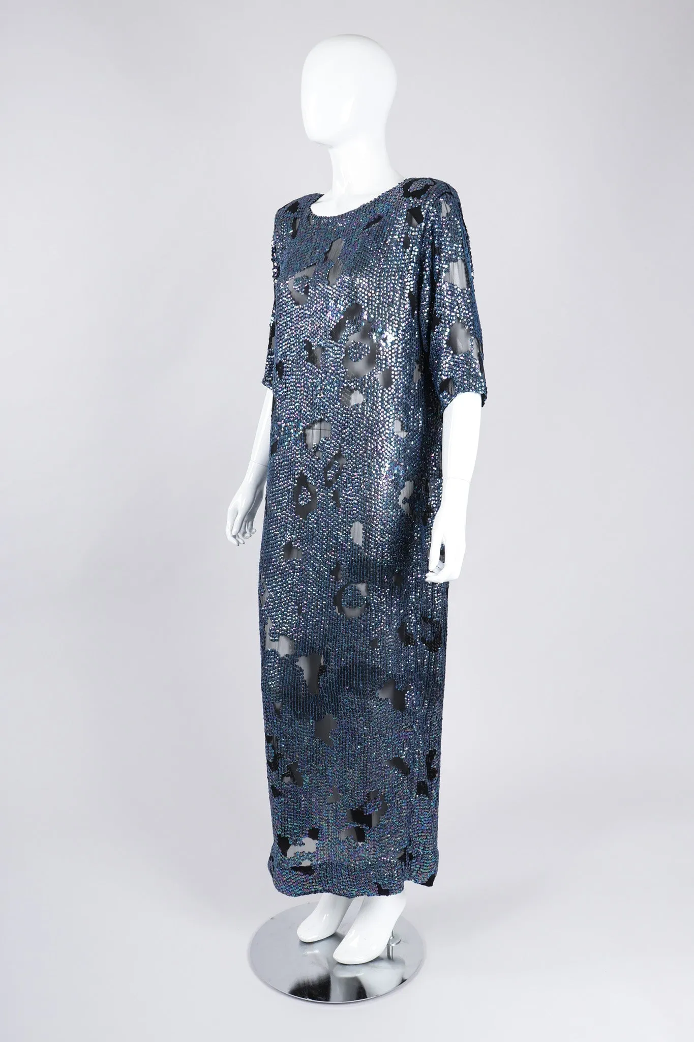Sheer Sequined Shift Gown
