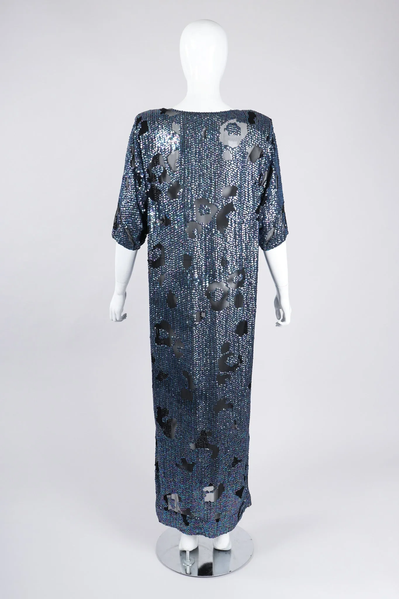 Sheer Sequined Shift Gown