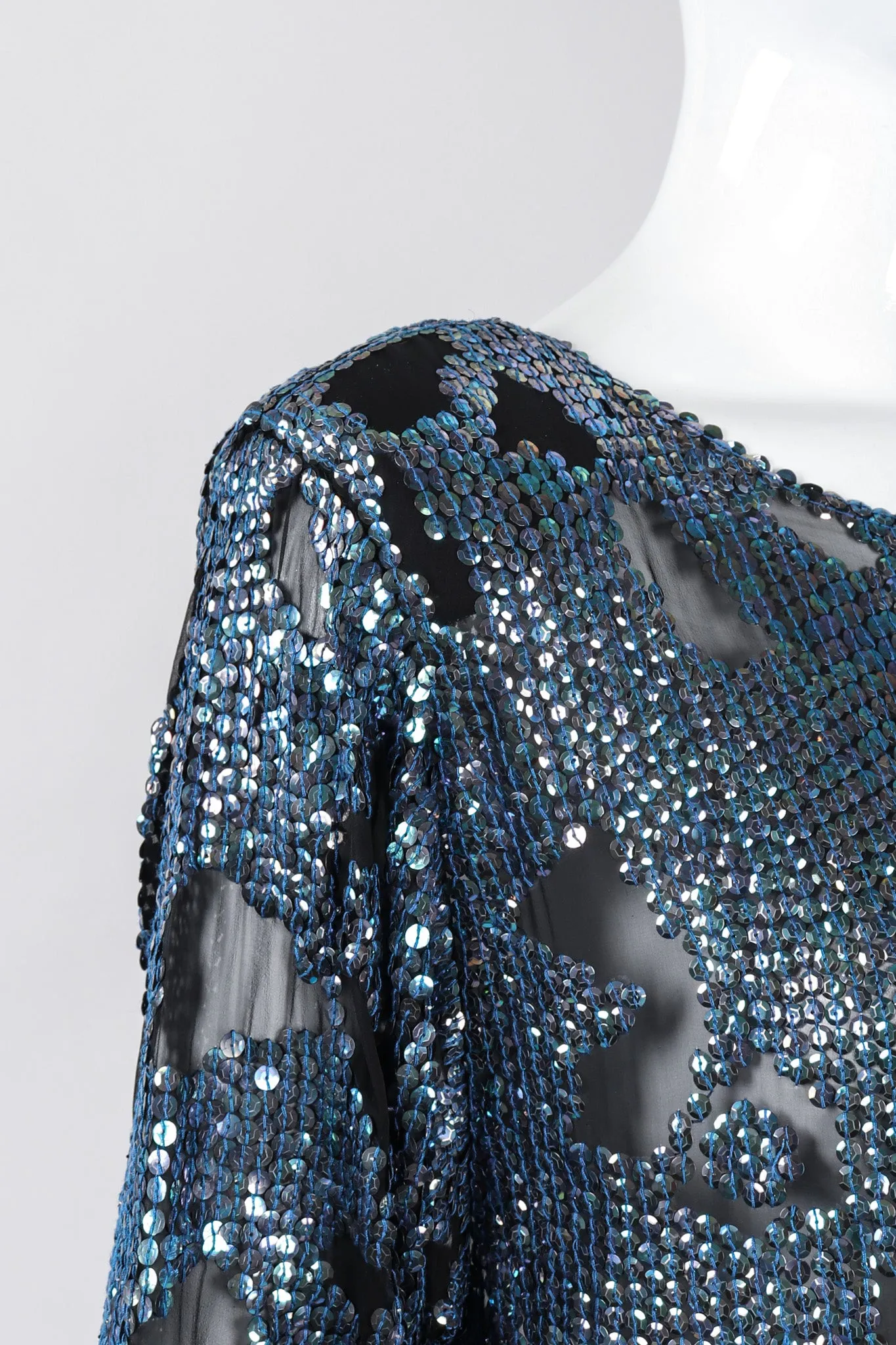 Sheer Sequined Shift Gown