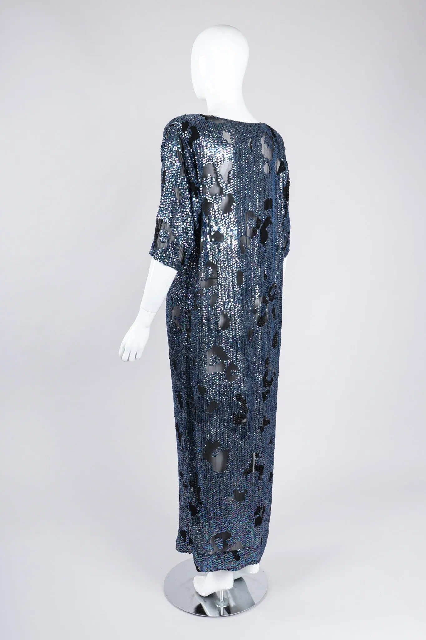 Sheer Sequined Shift Gown