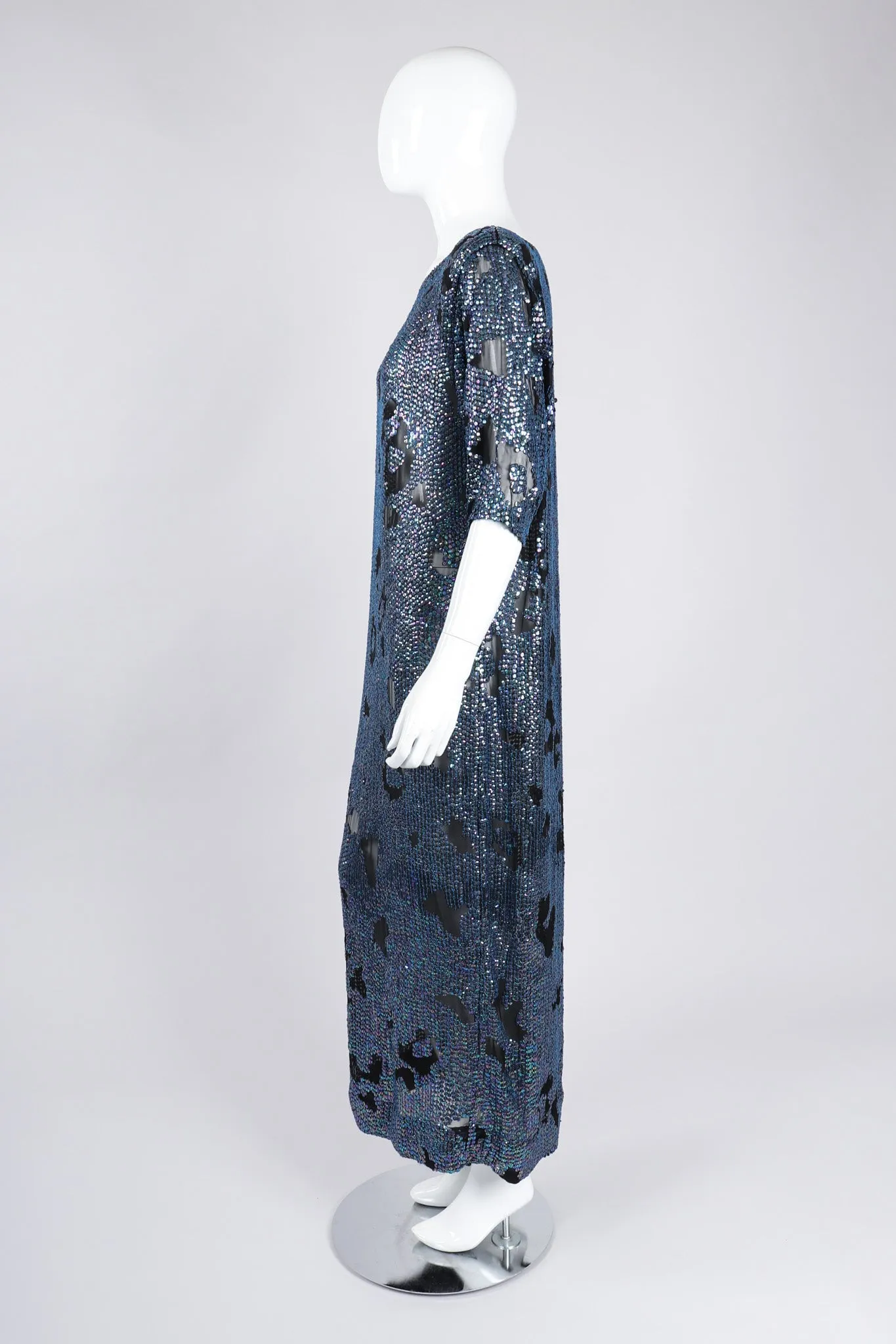 Sheer Sequined Shift Gown