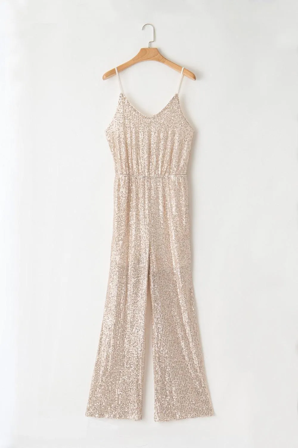 Shimmery Sleeveless Sequin Wide Leg Jumpsuit