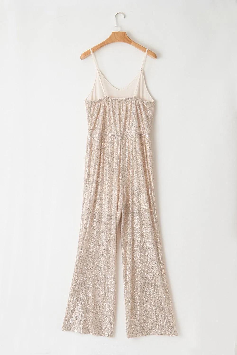 Shimmery Sleeveless Sequin Wide Leg Jumpsuit