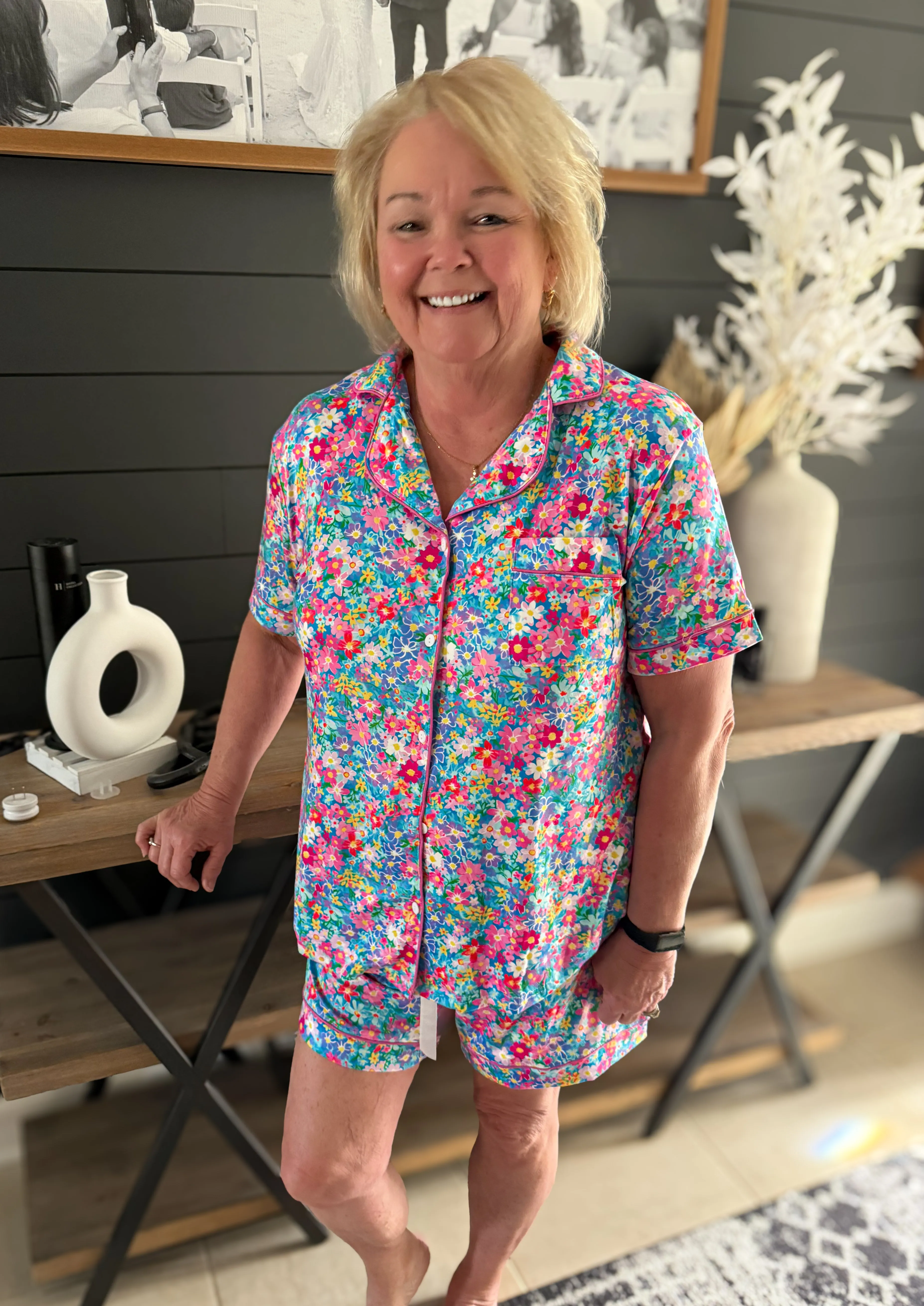 SHIRLEY STONE BUTTERY SOFT PAJAMA SHORTS SET ( MULTIPLY DESIGNS)