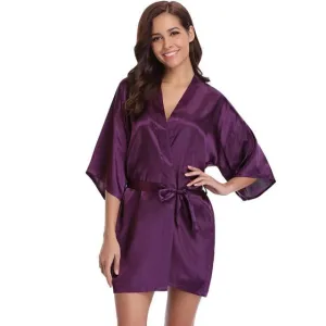 Short Satin Kimono Bathrobe