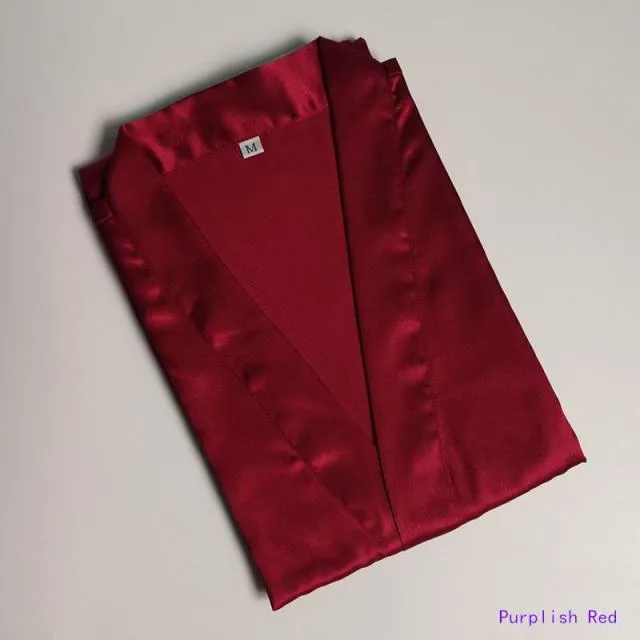 Short Satin Kimono Bathrobe