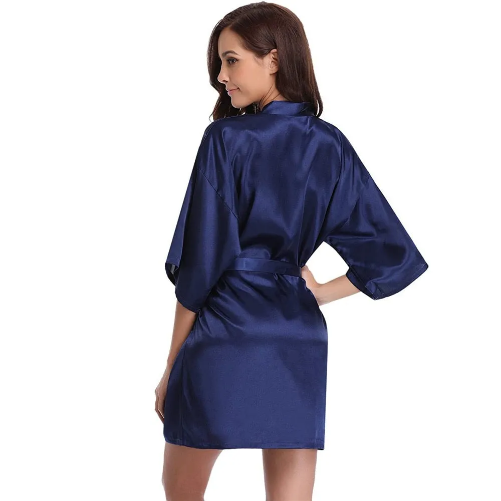 Short Satin Kimono Bathrobe