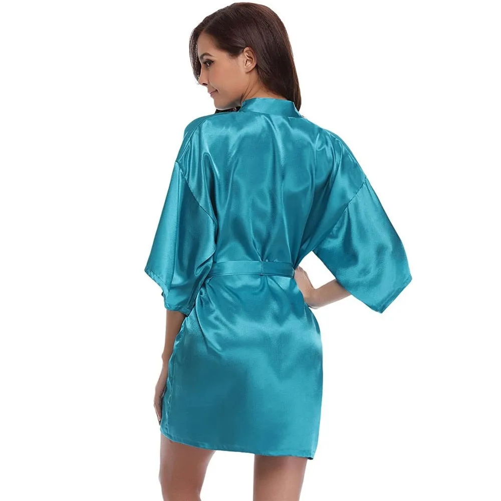 Short Satin Kimono Bathrobe