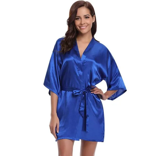 Short Satin Kimono Bathrobe