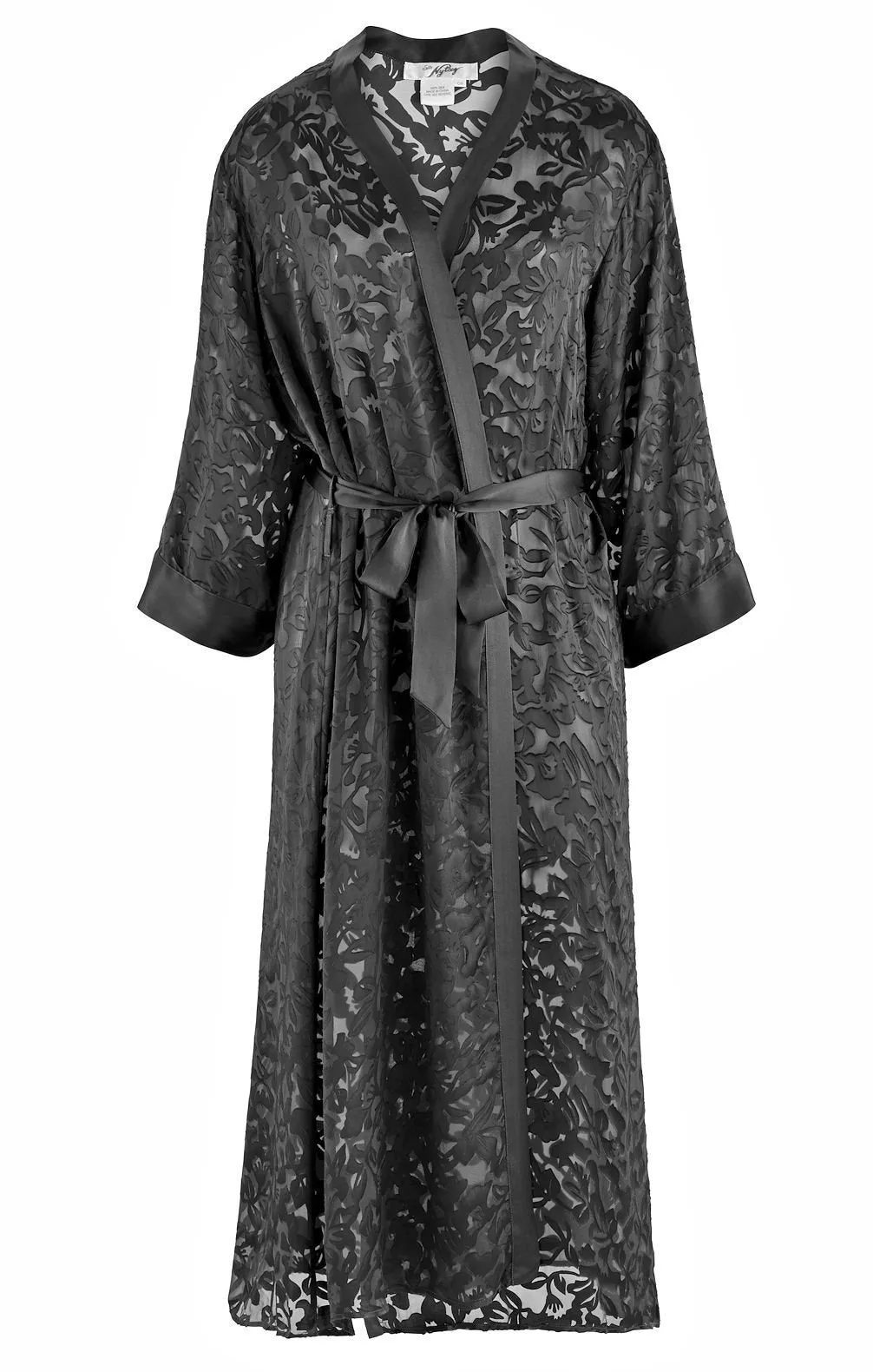 Silk Burnout Long Nightgown and Robe Peignoir Set